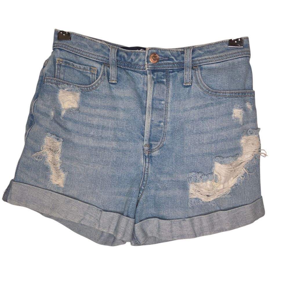 Hollister Ultra High-Rise Mom Ripped Cuffed Denim Jean Shorts, Size 3/26